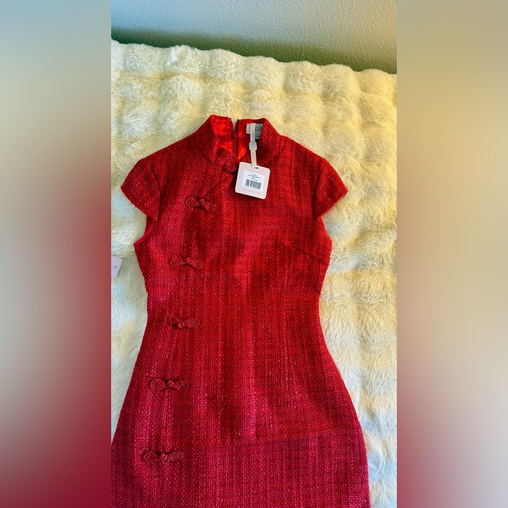 SAU LEE NATASHA TWEED MINI DRESS IN RED, brand new, never worn, no flaws. - Picture 16 of 16